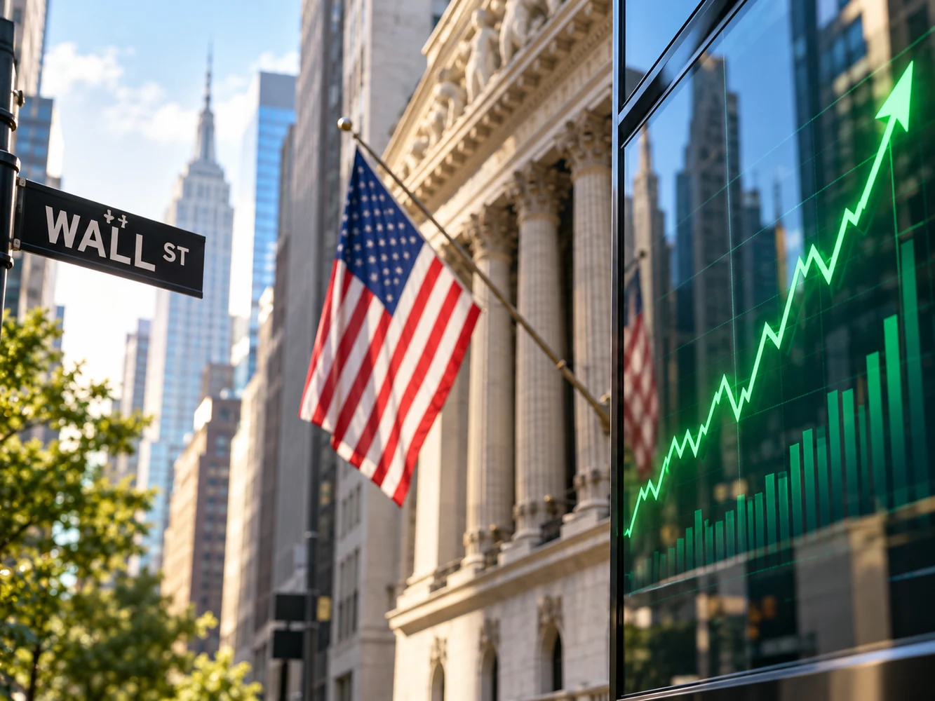 Wall Street e gráfico em alta representando o Ibovespa em dólar